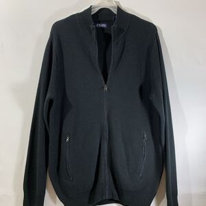 Chaps Full Zip Black Cardigan Mens Size Small Sweater